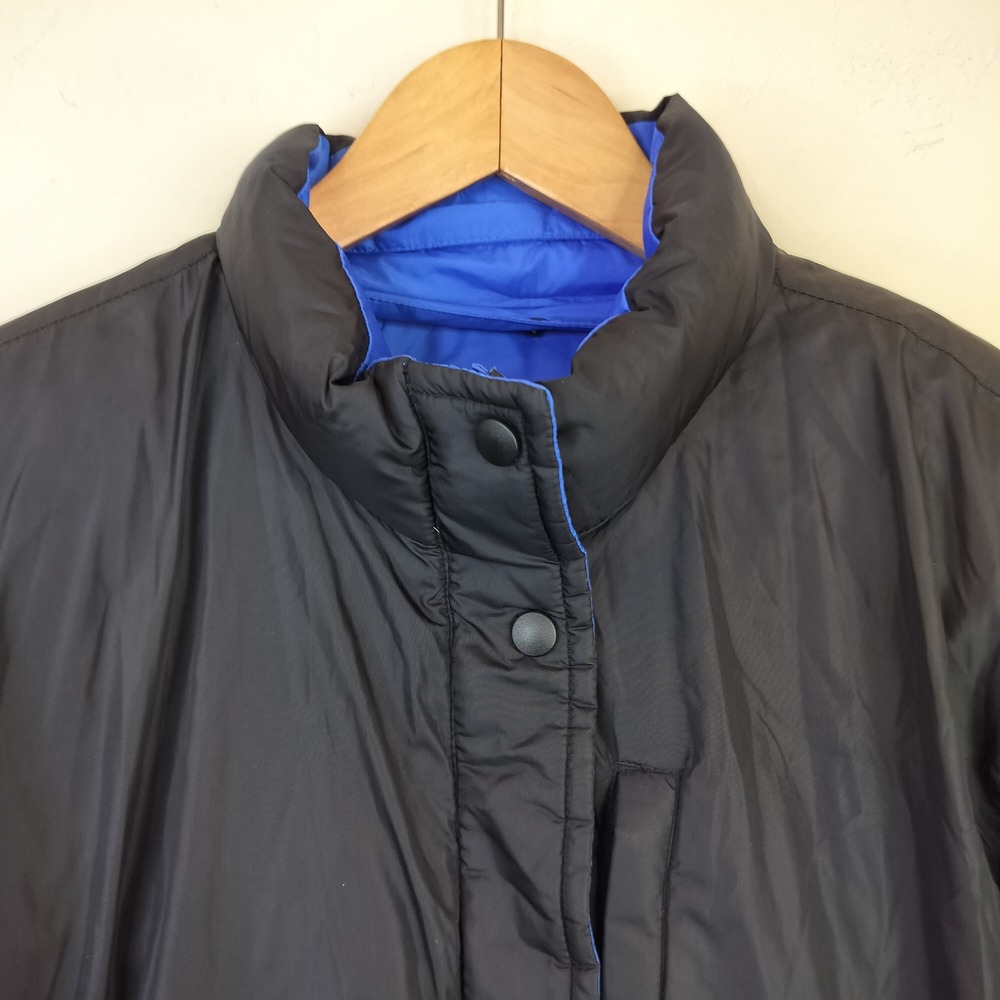 Lands End Reversible Down Puffer Jacket Womens Large 14-16 Petite Blue Black - Picture 7 of 11